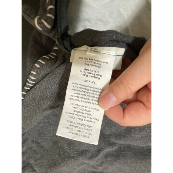 2 Pottery Barn Moroccan Tile Whipstitch Embroidered GRAY Pillow Cover 22" - Picture 7 of 8